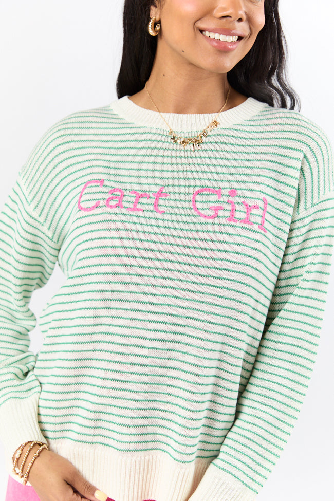 Cart Girl Green and Pink Striped Sweater
