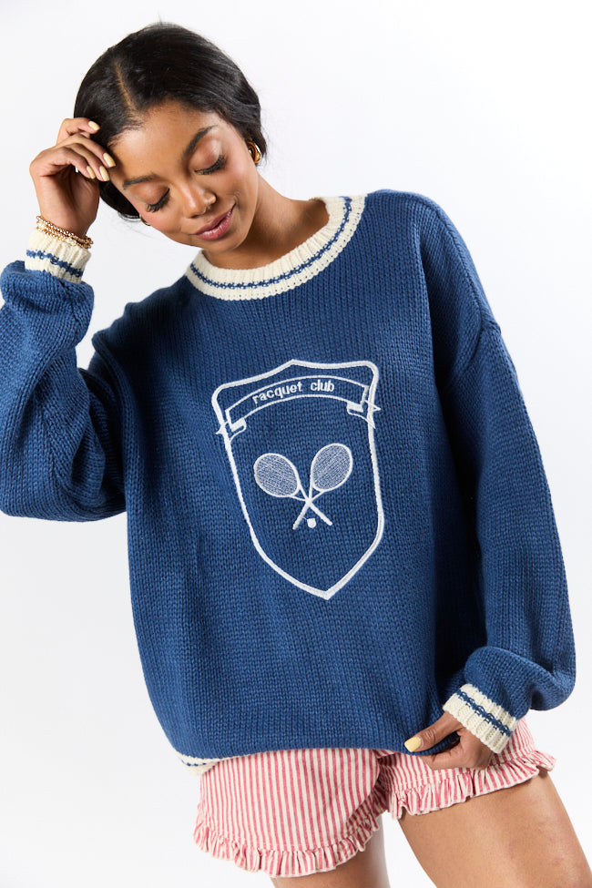 Racquet Club Navy Crew Neck Sweater