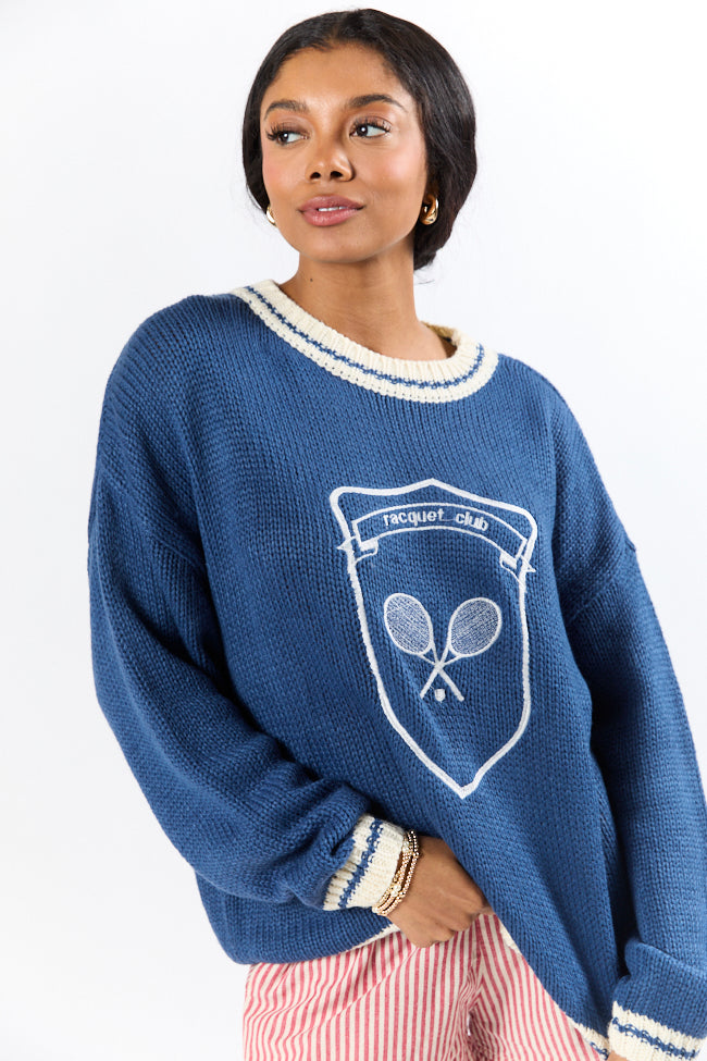 Racquet Club Navy Crew Neck Sweater