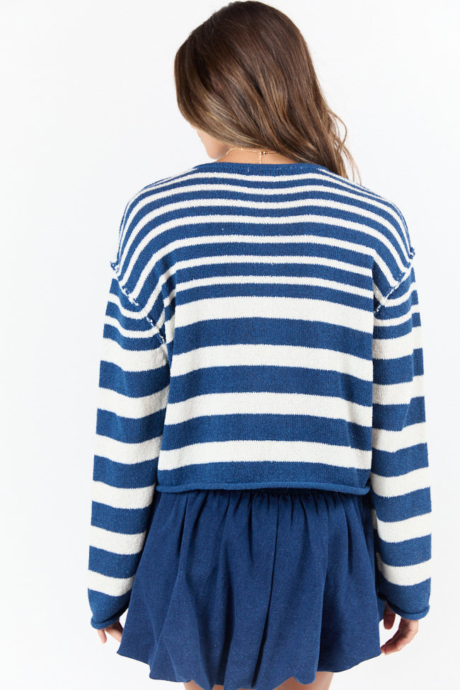 All Decked Out Navy Lightweight Striped Sweater