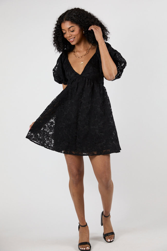 Midnight Muse Black Lace Babydoll Dress SALE