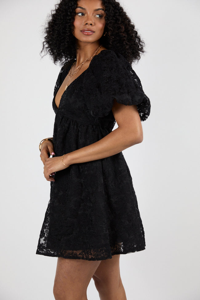 Midnight Muse Black Lace Babydoll Dress SALE