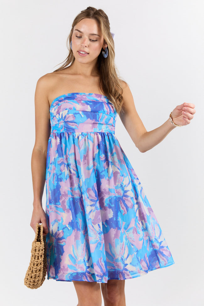 At The Oasis Multi Strapless Printed Mini Dress SALE