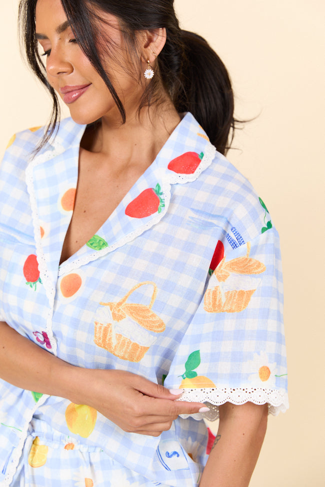 Picnic After Dark Blue Pajama Set SALE