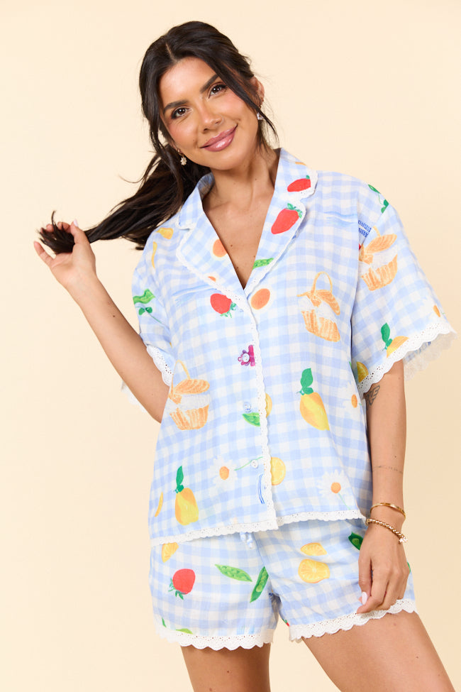 Picnic After Dark Blue Pajama Set SALE