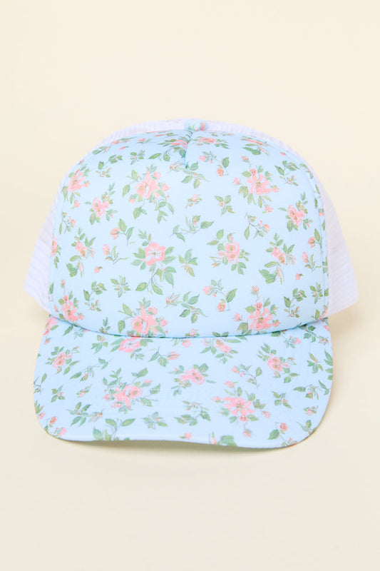 Blue Floral Trucker Hat
