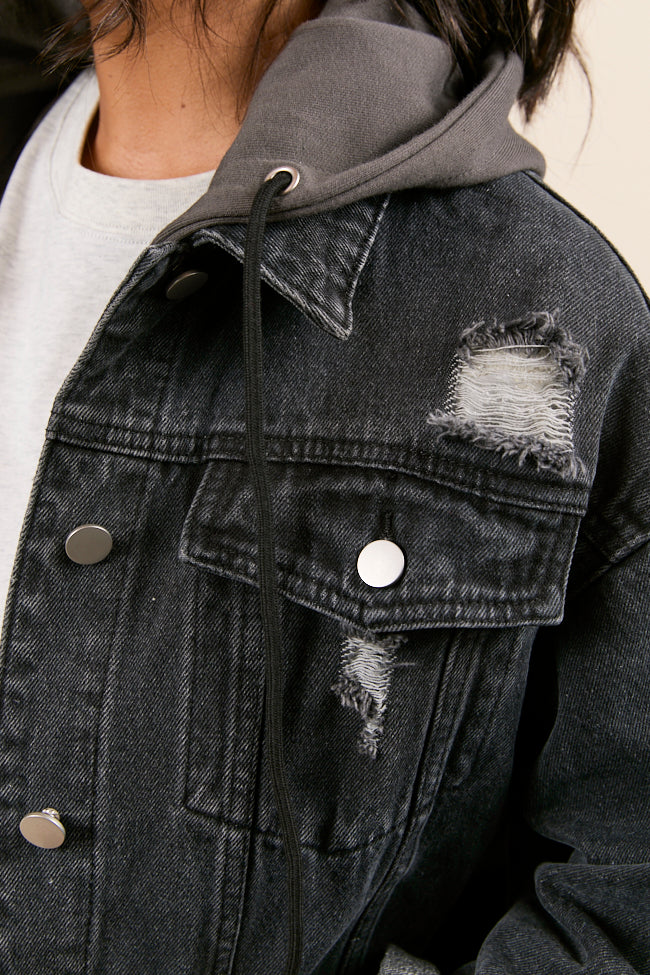 Parker Charcoal Hooded Denim Jacket