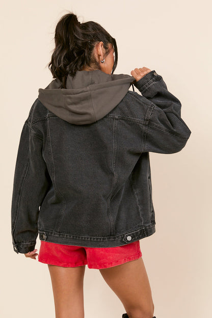 Parker Charcoal Hooded Denim Jacket