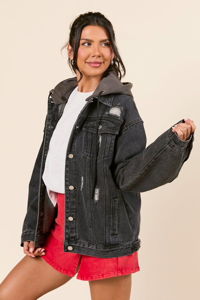 Parker Charcoal Hooded Denim Jacket