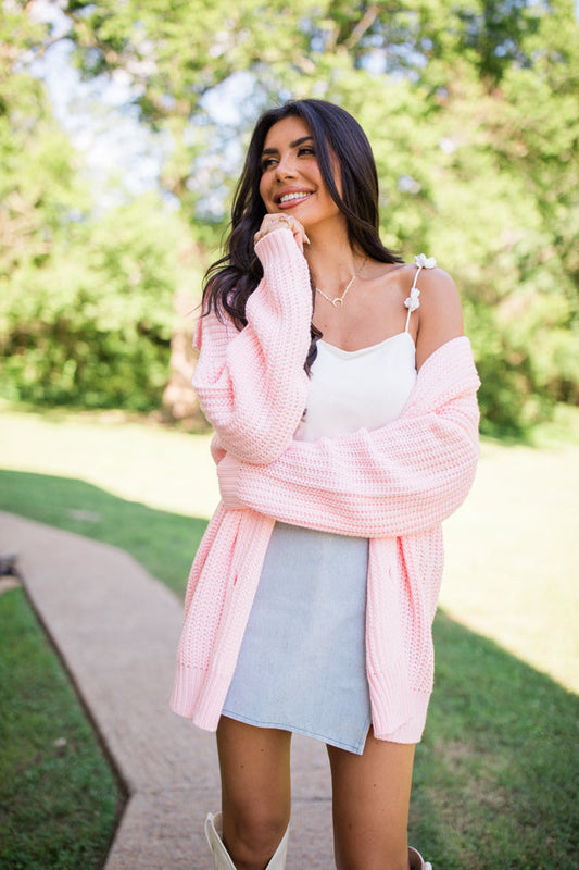 All In Theory Pink Oversized Cardigan