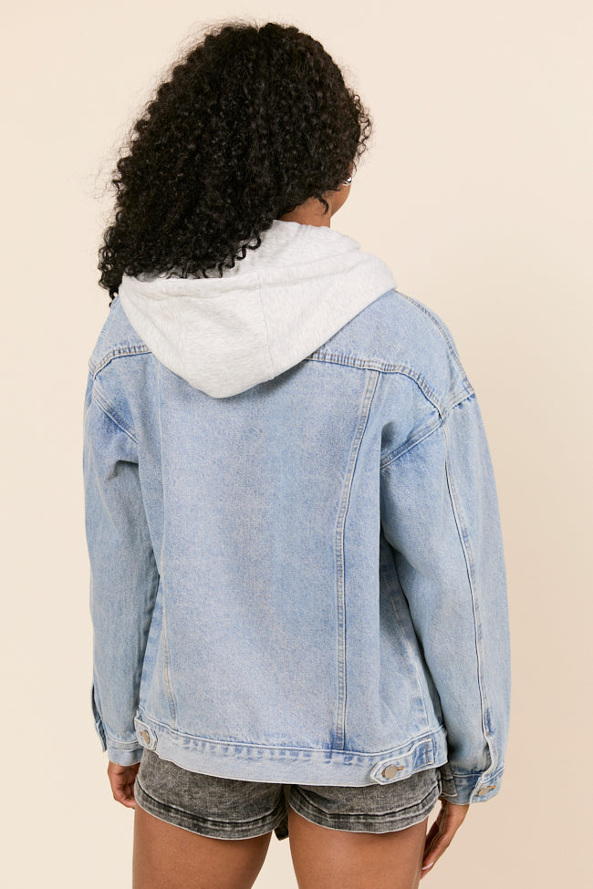 Parker Light Wash Hooded Denim Jacket