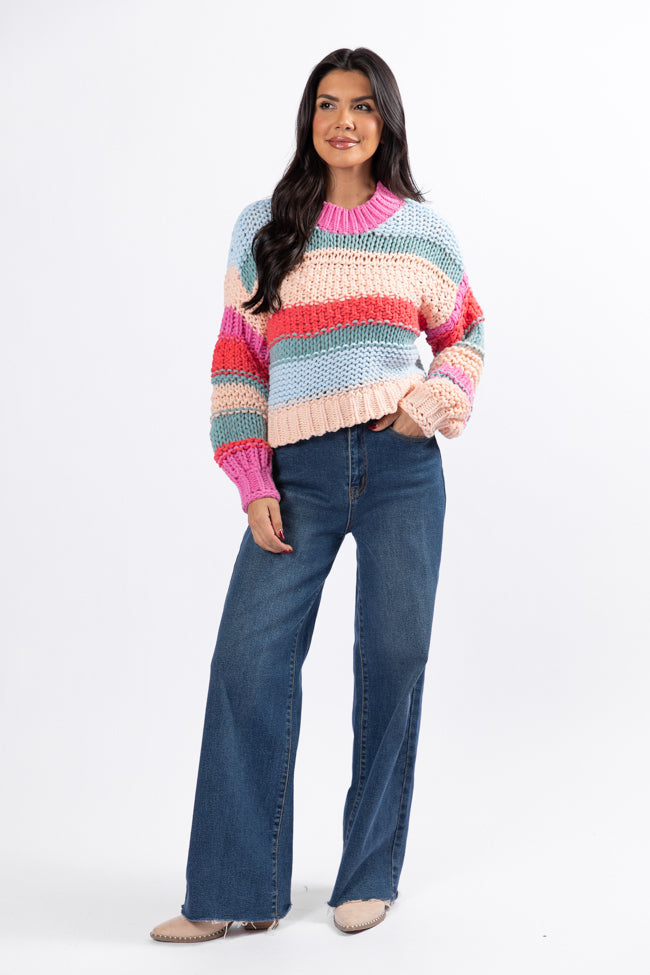 In Line Peach Multi Chunky Striped Sweater SALE