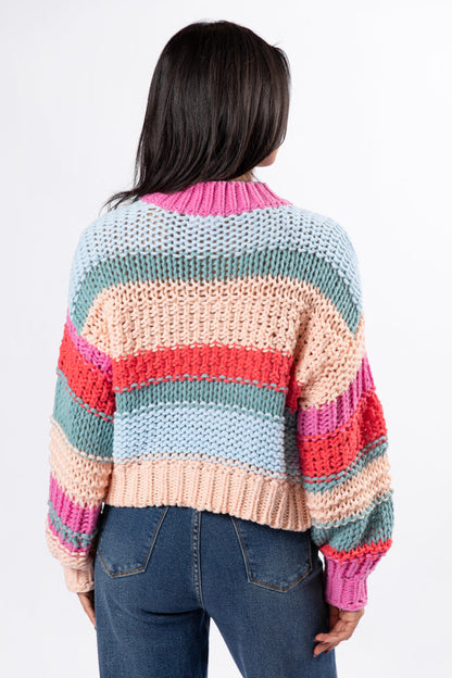 In Line Peach Multi Chunky Striped Sweater SALE