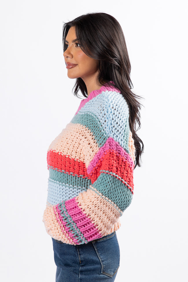 In Line Peach Multi Chunky Striped Sweater SALE