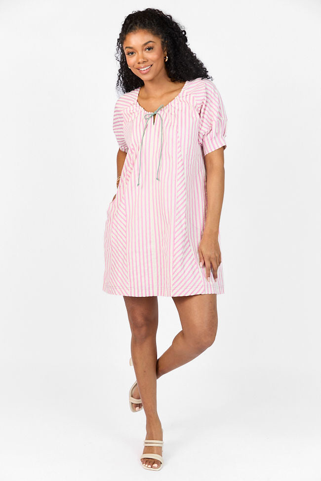 Set Free Pink Striped Panel Mini Dress SALE