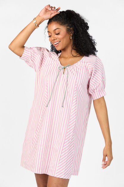 Set Free Pink Striped Panel Mini Dress SALE