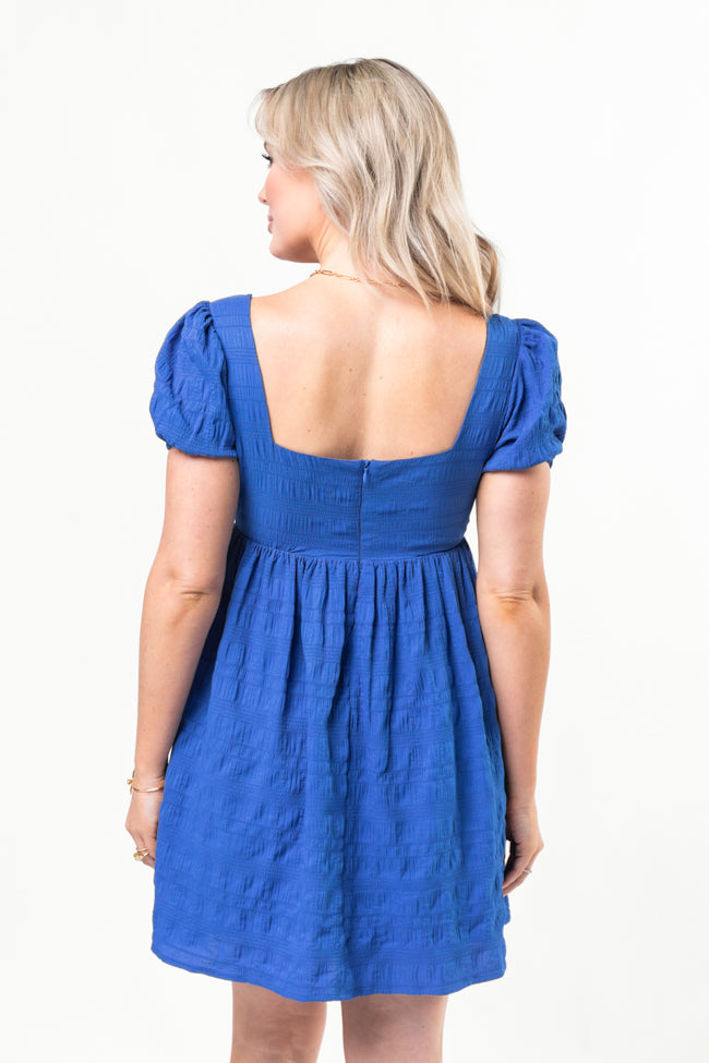 Breezing By Cobalt Textured Square Neck Mini Dress SALE