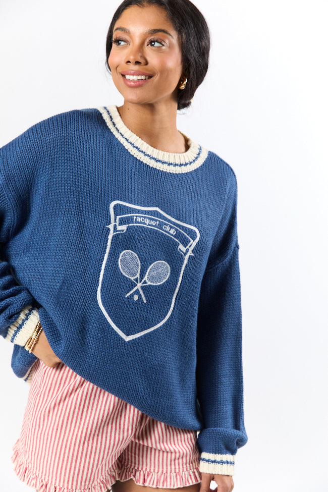 Racquet Club Navy Crew Neck Sweater