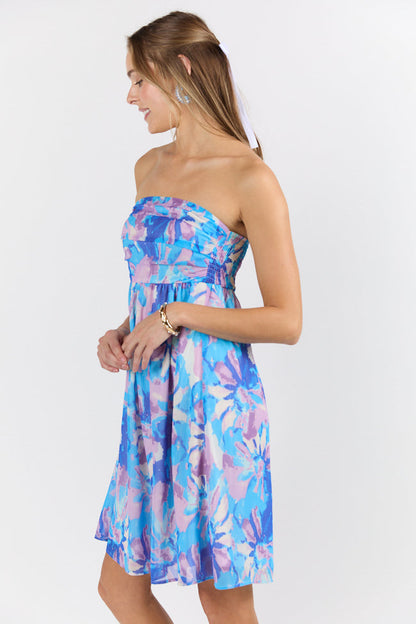 At The Oasis Multi Strapless Printed Mini Dress SALE
