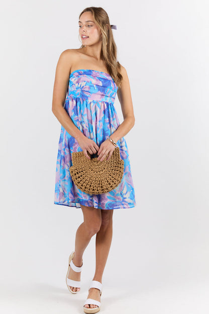 At The Oasis Multi Strapless Printed Mini Dress SALE