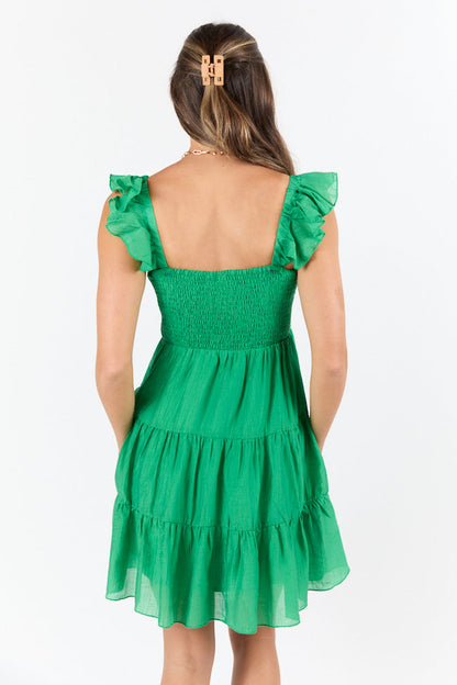 It's My Day Green Smocked Top Mini Dress
