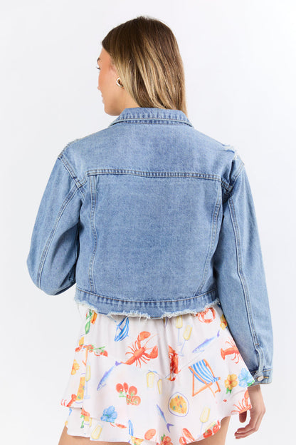 Run Around Town Medium Wash Deconstructed Denim Jacket SALE