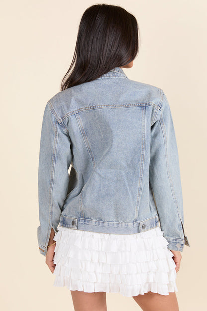 Brightest Night Light Wash Embellished Star Denim Jacket SALE