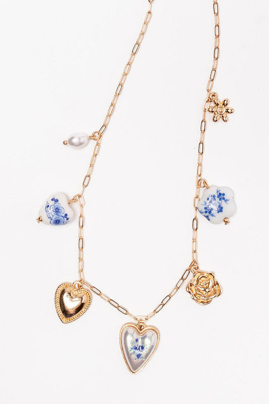 Blue Heart Charm Necklace