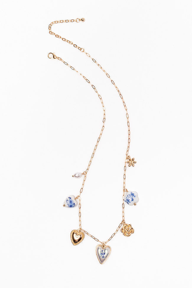 Blue Heart Charm Necklace