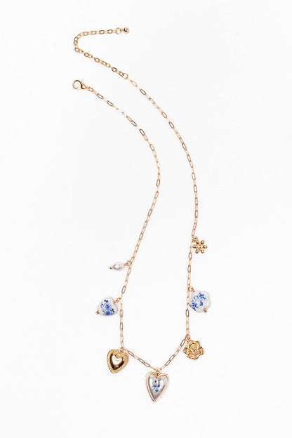 Blue Heart Charm Necklace