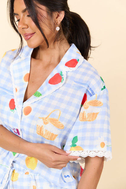 Picnic After Dark Blue Pajama Set SALE