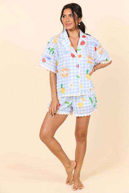 Picnic After Dark Blue Pajama Set SALE