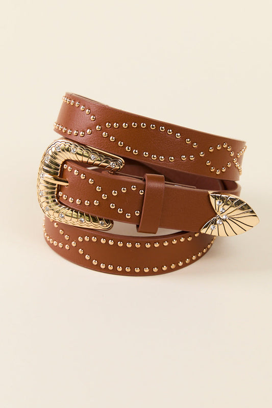 Brown Studded Western Belt