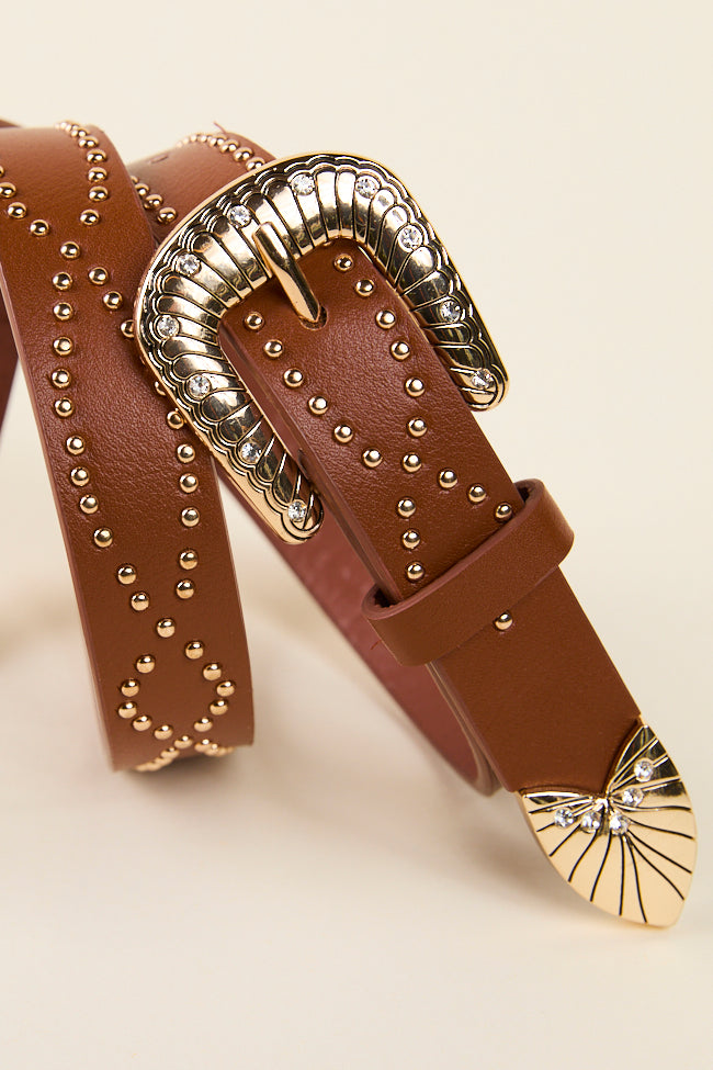 Brown Studded Western Belt