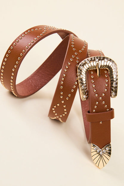 Brown Studded Western Belt