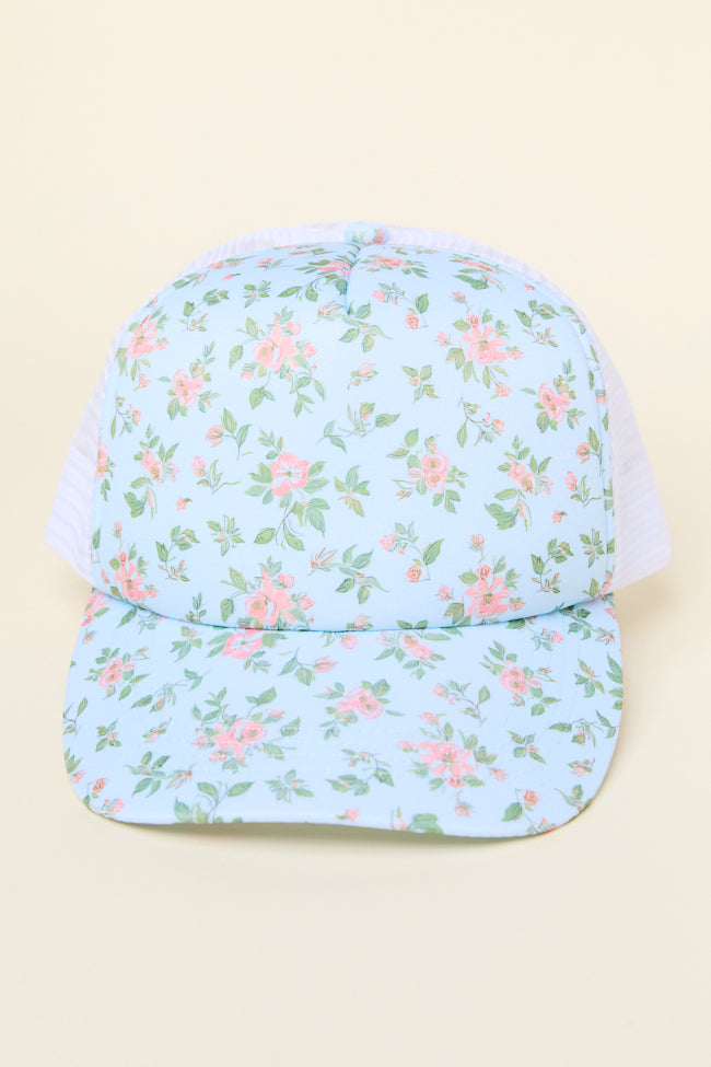 Blue Floral Trucker Hat