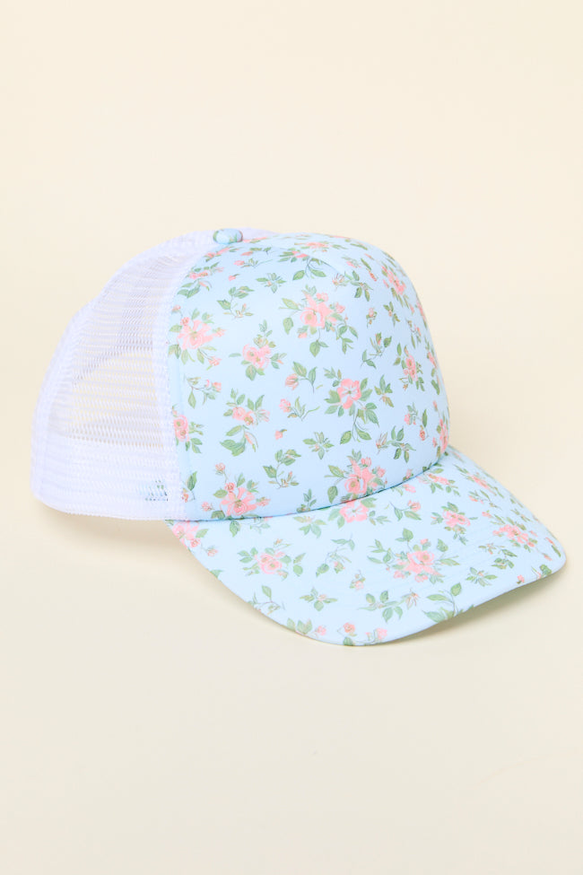 Blue Floral Trucker Hat
