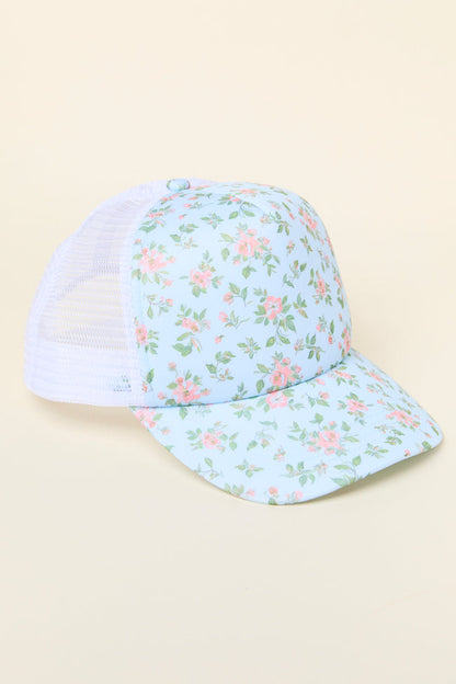 Blue Floral Trucker Hat