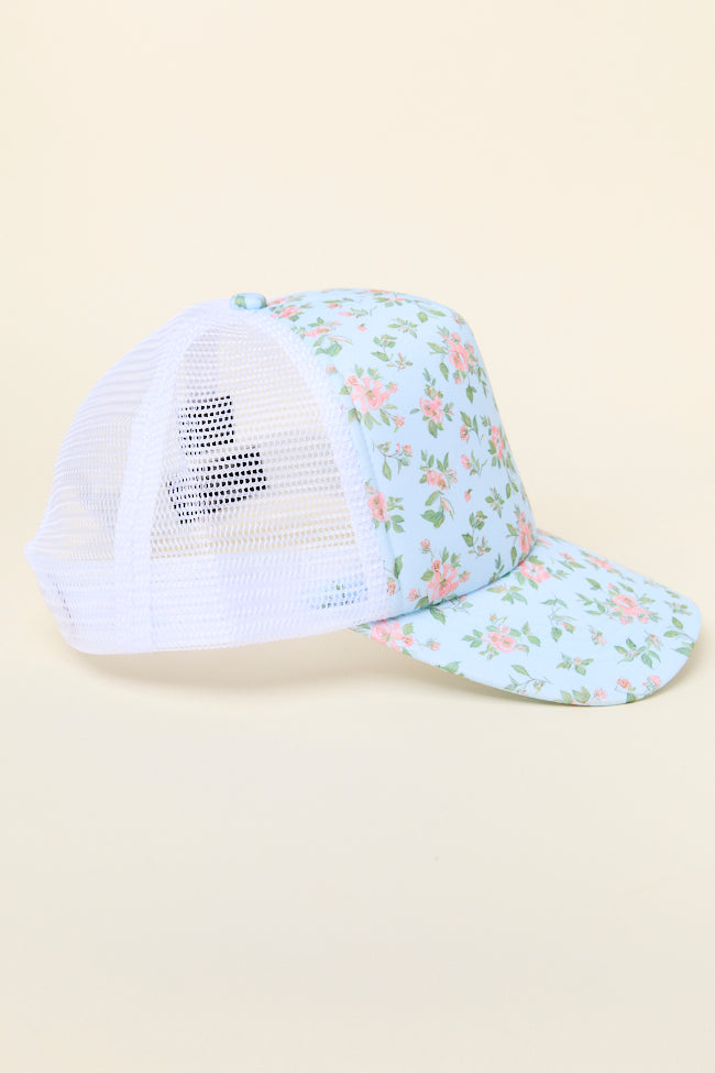 Blue Floral Trucker Hat