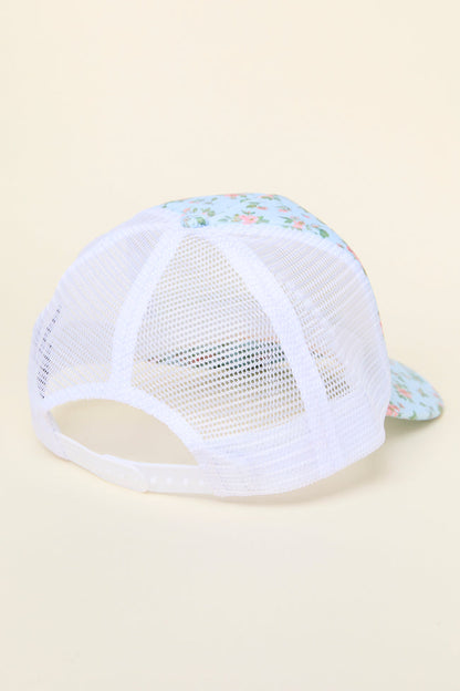 Blue Floral Trucker Hat