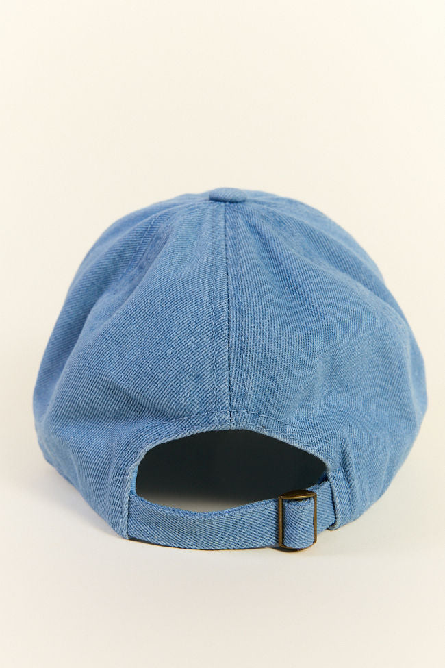 Denim Pearl Bow Hat