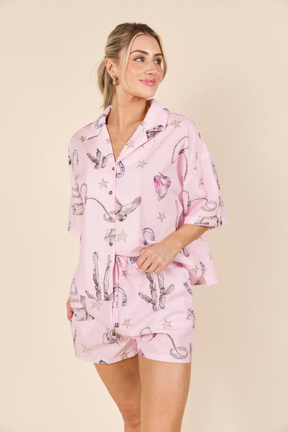 Skye Pink Western Print Pajama Shorts