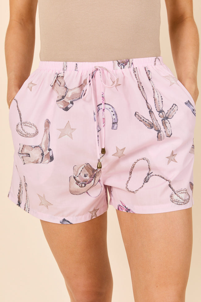 Skye Pink Western Print Pajama Shorts