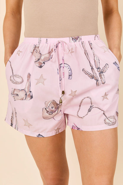 Skye Pink Western Print Pajama Shorts