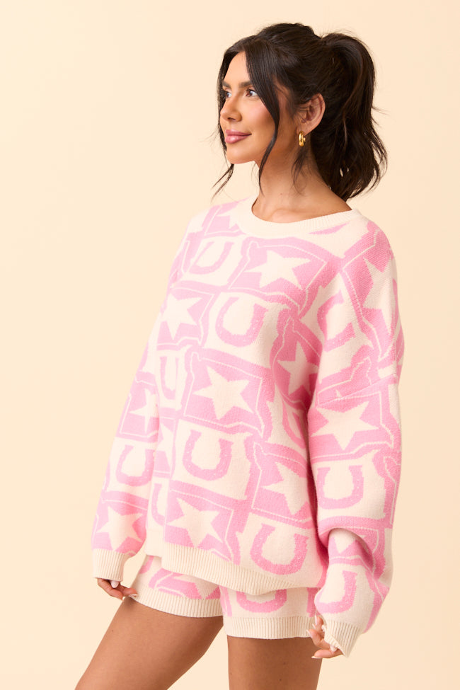 Jolene Pink Western Icon Lounge Sweater