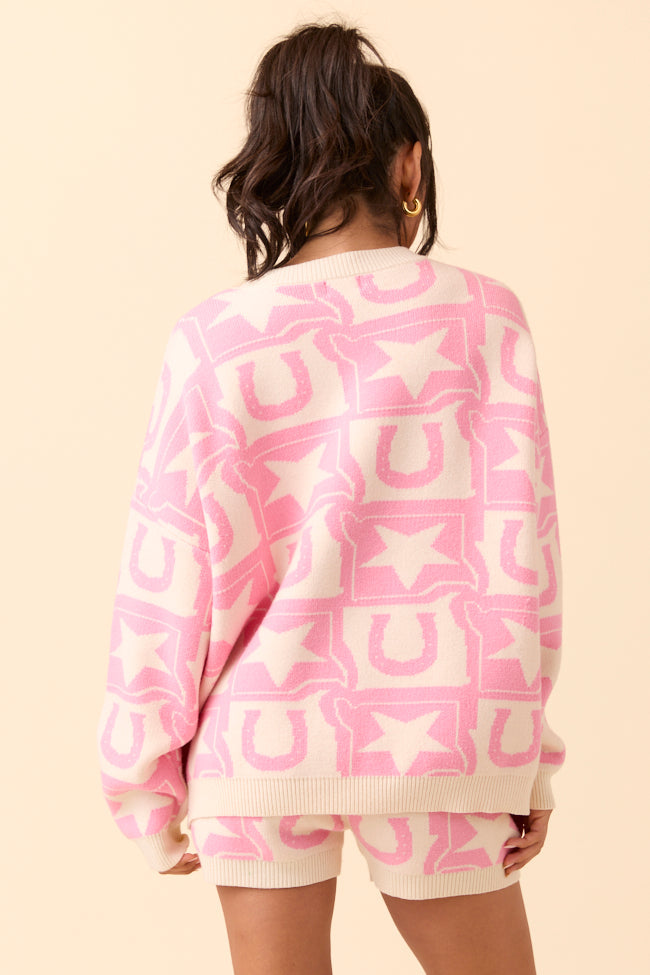 Jolene Pink Western Icon Lounge Sweater