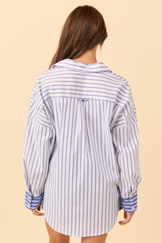 Pamela Button Down Blue and White Striped Shirt