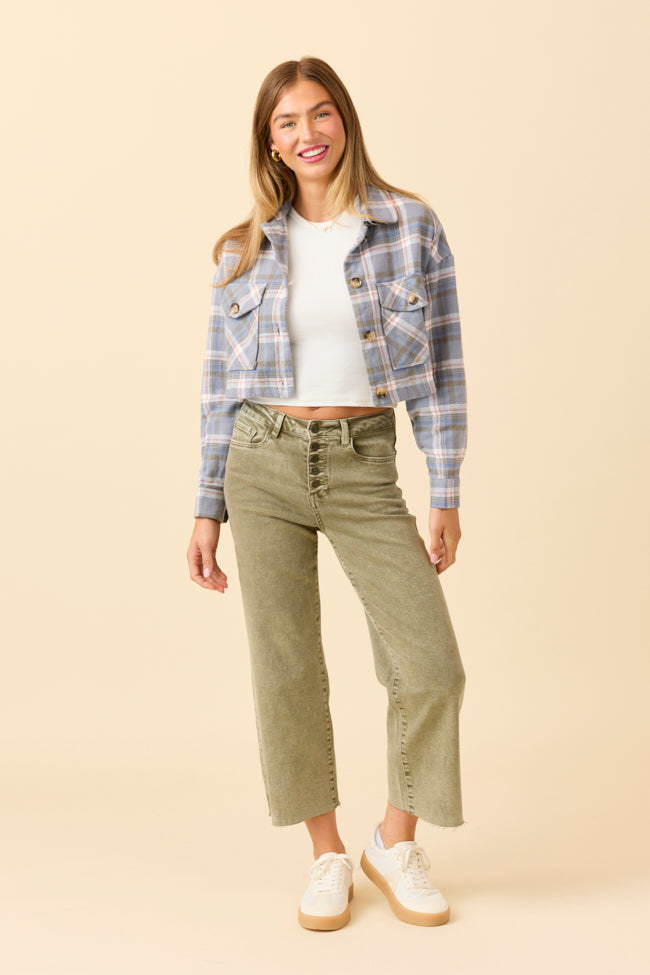 Gloria Light Blue Plaid Jacket