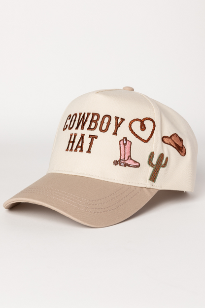 Cowboy Hat Beige Baseball Cap