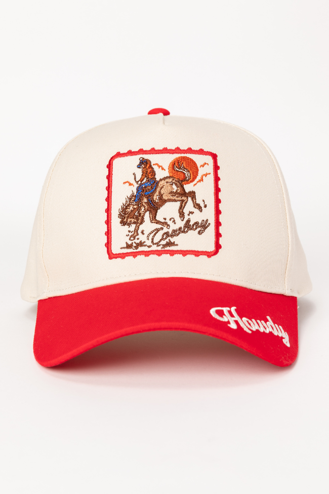 Howdy Cowboy Red Baseball Hat